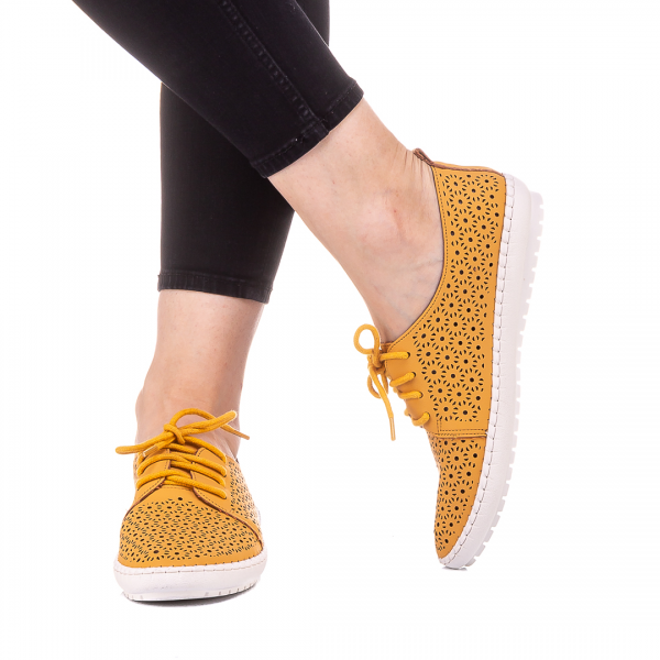 Γυναικεία αθλητικά παπούτσια Mya κίτρινα, 3 - Kalapod.gr
